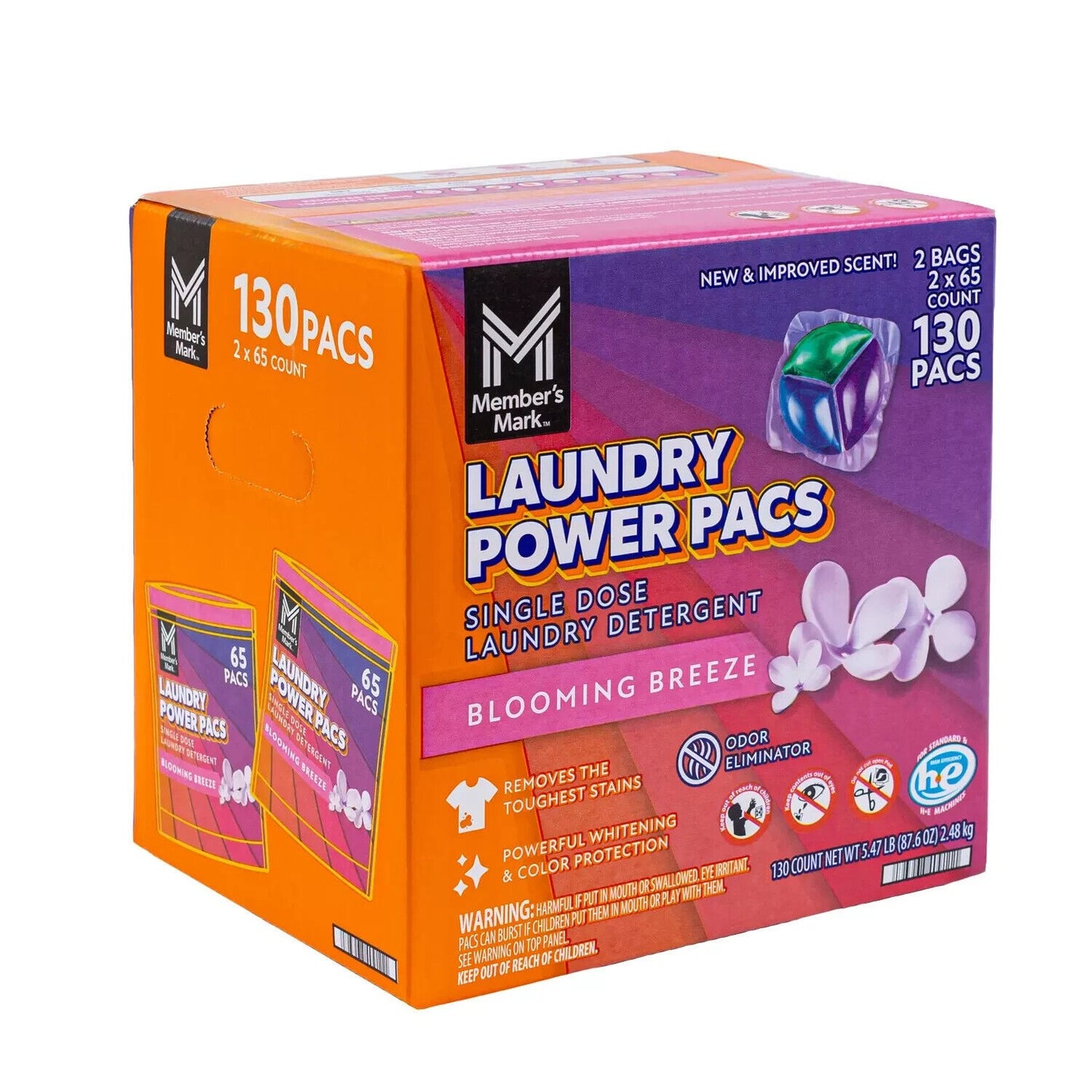 Member's Mark Laundry Power Pacs, Blooming Breeze, 130 Ct.