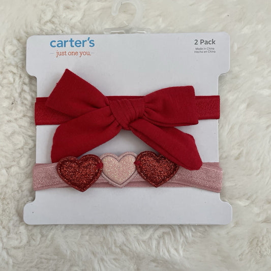 Carter's Just One You Baby 2pk Sweetheart Red and Pink Vday Headwrap - Bellso