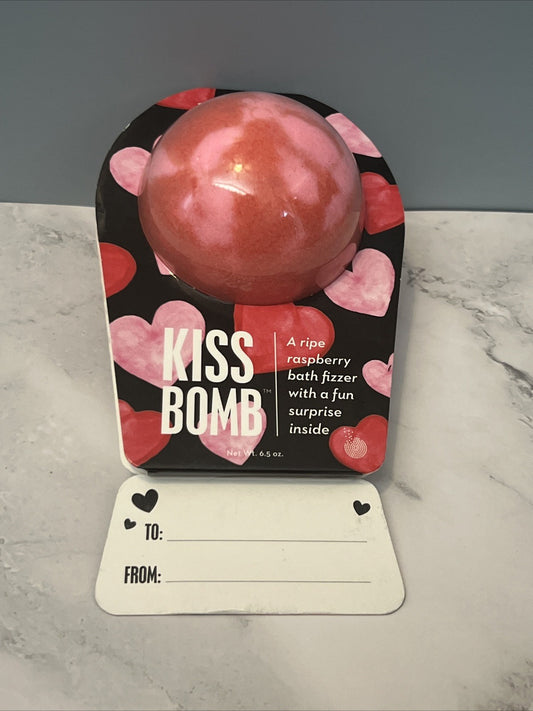 Kiss Bath Bomb Raspberry Fizzer with Surprise Inside Red/Pink - Bellso