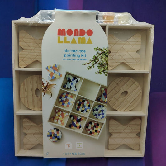 Wooden Tic Tac Toe Painting Kit Wood Craft Paint Brush Mondo Llama Kids Activity - Bellso