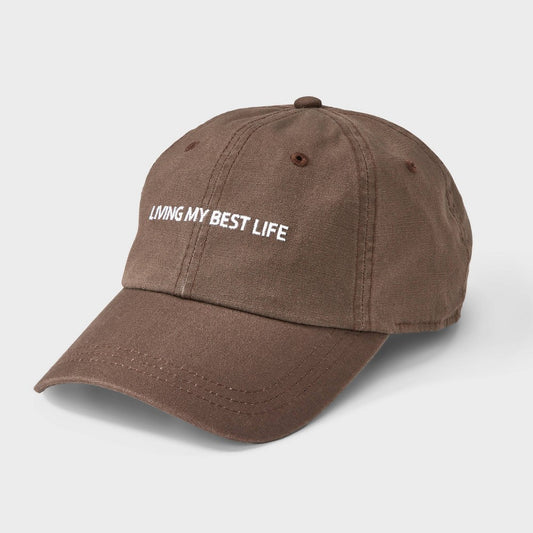 Women's Living My Best Life Cotton Baseball Hat - Universal Thread Brown - Bellso