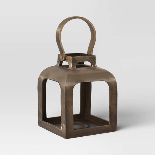 6.5"x6" Pillar Cast Aluminum Lantern Candle Holders Gold - Threshold™