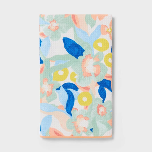 Waffle Abstract Floral Hand Towel Pastel - Room Essentials™ - Bellso