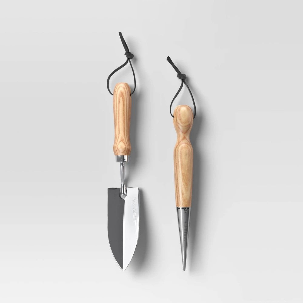 2pc Plant Gardening Tool Set Stainless Steel Finish - Threshold™ - Bellso