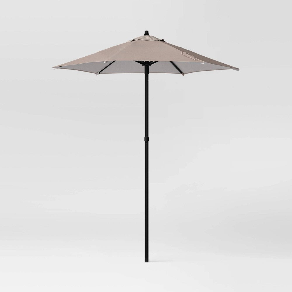 6' Round Outdoor Patio Market Umbrella Tan with Black Pole - Room Essentials: Includes Carrying Bag, Steel Frame - Bellso