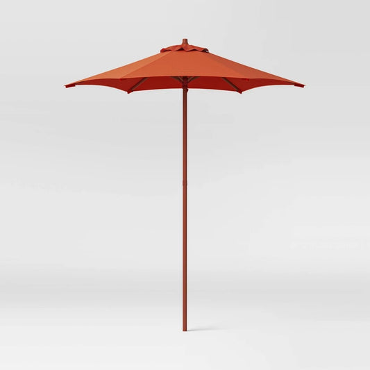 6' Round Solid Monochrome Outdoor Patio Market Umbrellas Red with Red Pole - Room Essentials - Bellso