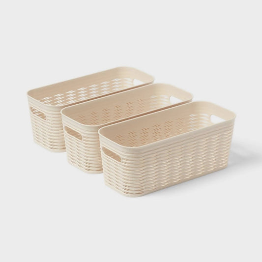 3pk Wave Half Medium Decorative Baskets Cream - Brightroom - Bellso