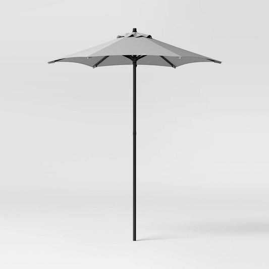 6' Round Solid Outdoor Patio Market Umbrellas Gray with Black Pole - Room Essentials™ - Bellso
