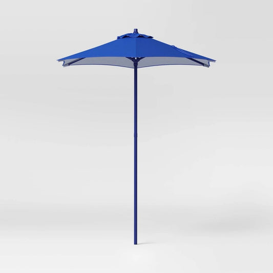 6' Round Solid Monochrome Outdoor Patio Market Umbrellas Cobalt with Cobalt Pole - Room Essentials - Bellso