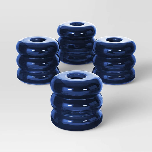 4pk Bubble Glass Taper Candle Holder Blue - Room Essentials™