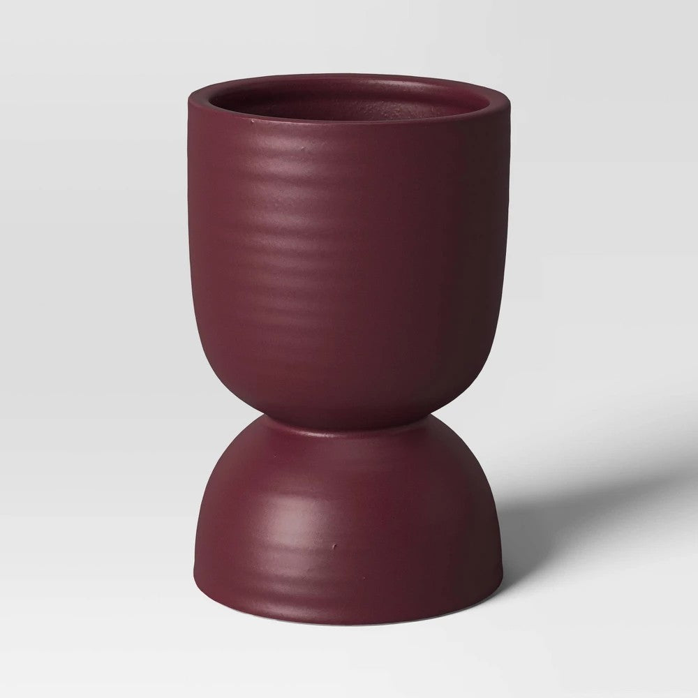 Ceramic Citronella Hourglass Cotton Wick Outdoor Candle Burgundy 10oz - Threshold™