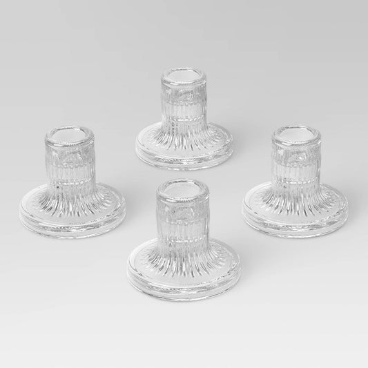 4pk Glass Taper Candle Holder Clear - Room Essentials™