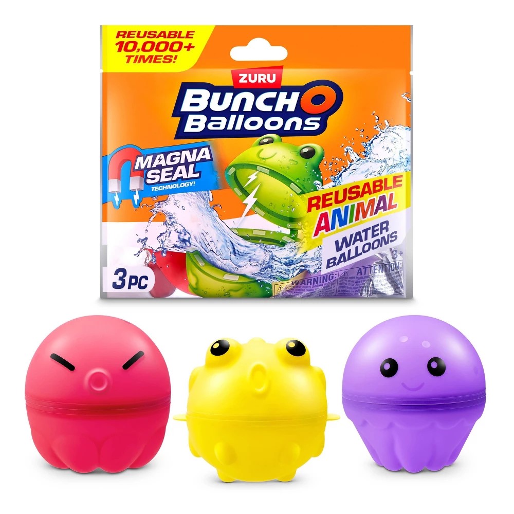 Bunch O Balloons Reusable Water Balloons Animals - 3pk: Silicone Pool Toys for Kids
