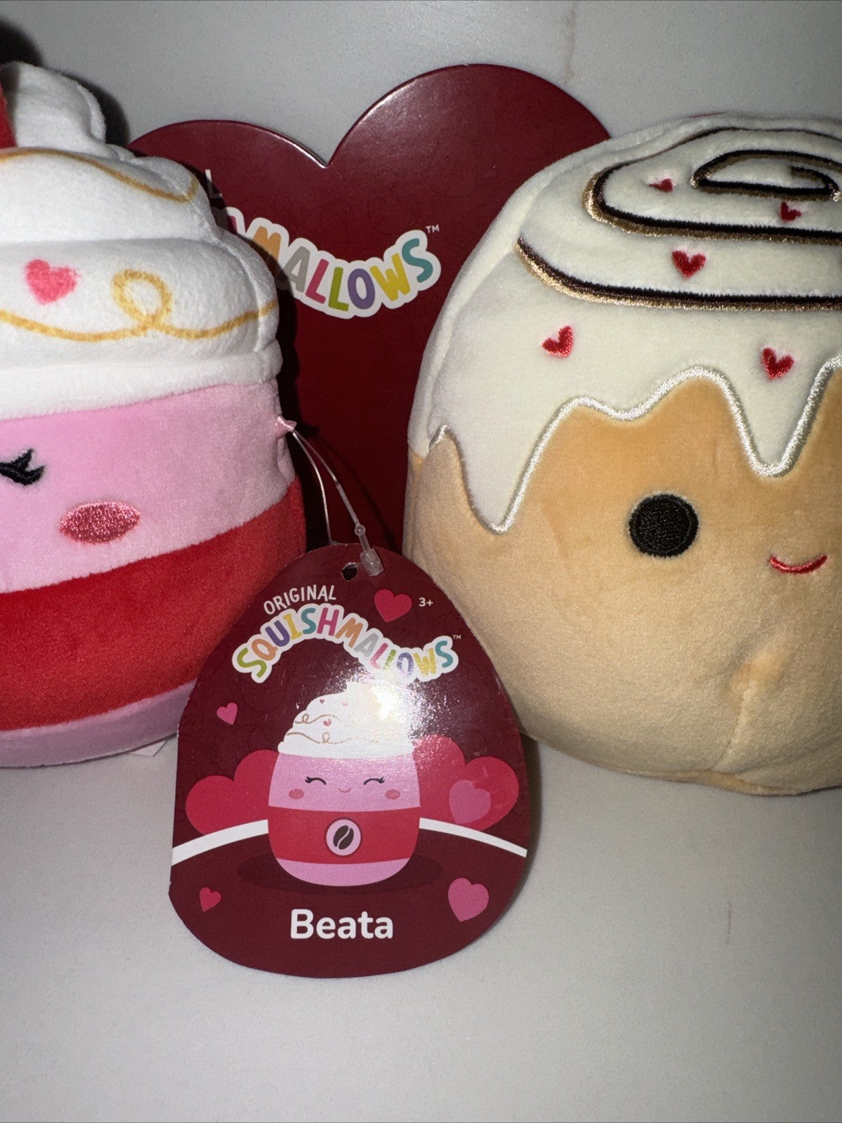 2-pack NEW, Squishmallow 5" BEATA and ANITA Valentines PLUSH Original Pink Red - Bellso
