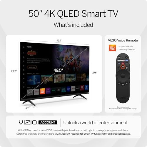 Vizio VQD50M 50 Inch Class Quantum 4K QLED UHD HDR Smart TV - Bellso
