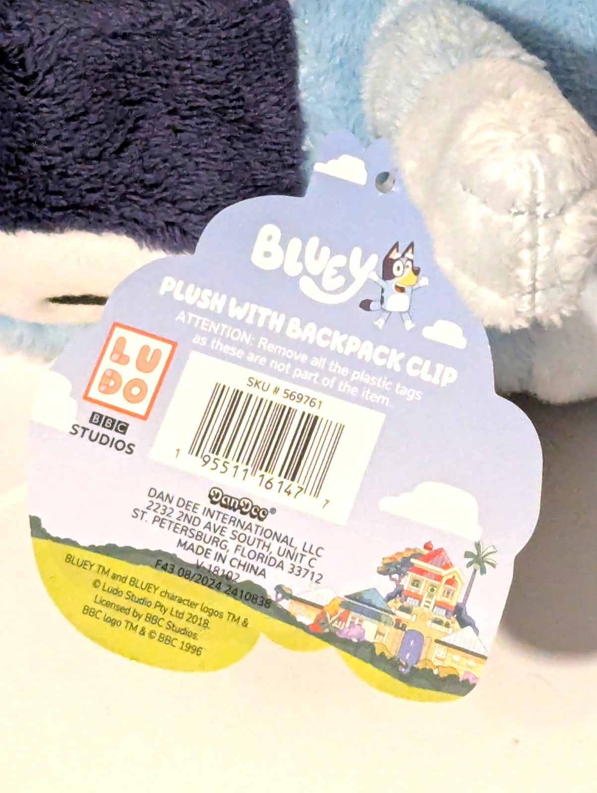 Bluey - Valentine's Plush with Backpack Clip - 9 Inch Tall - Bellso