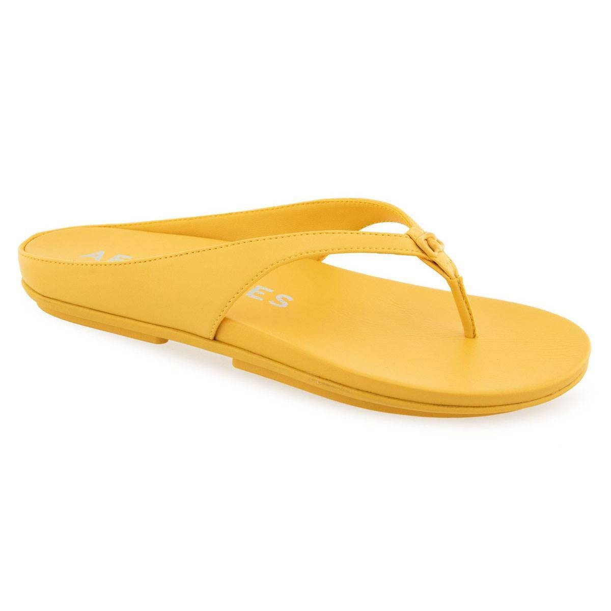 Aerosoles Women's Fisher Round Toe Thong Sandals - Black Patent Faux Leather Size 8M - Bellso