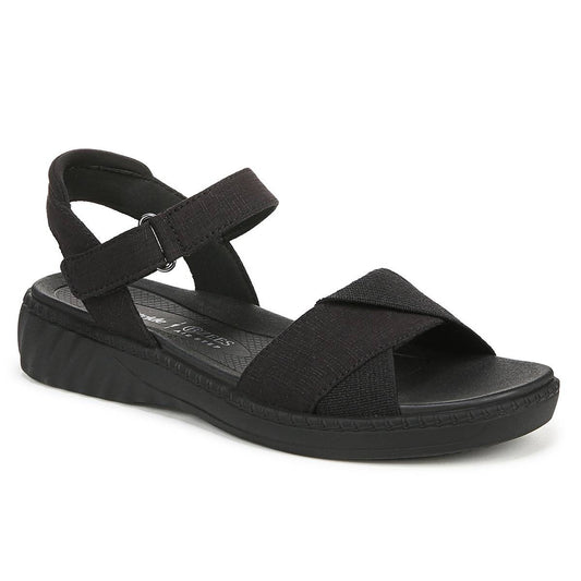 LifeStride Women's Lane Washable Open Round Toe Strappy Sandals - White Stretch Denim Fabric Size 9-1/2 M - Bellso