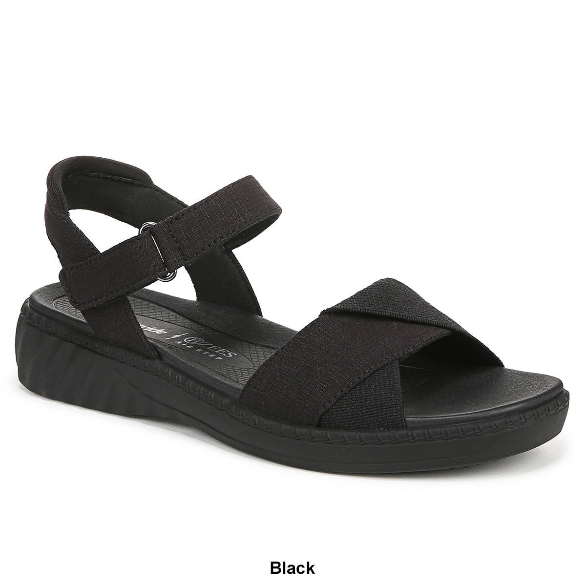LifeStride Women's Lane Washable Open Round Toe Strappy Sandals - White Stretch Denim Fabric Size 9-1/2 M - Bellso