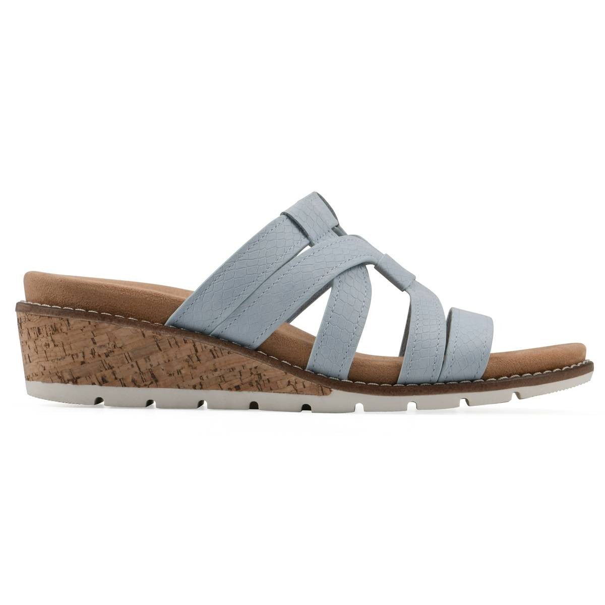 Cliffs by White Mountain Women's Tinisha Wedge Slip-on Sandals - White Embossed Size 8 - Bellso