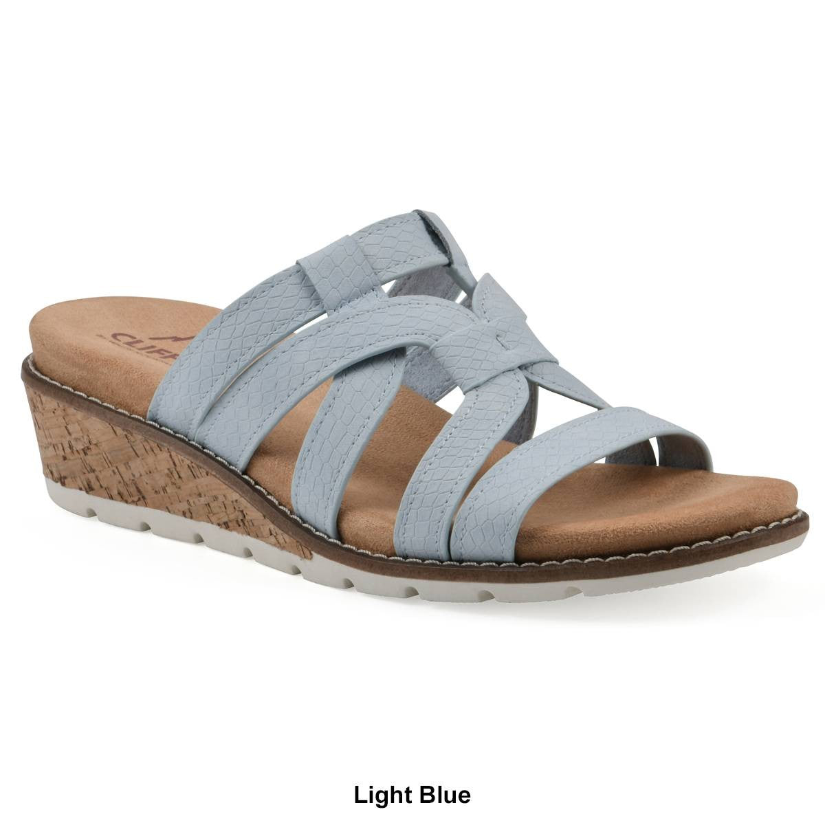 Cliffs by White Mountain Women's Tinisha Wedge Slip-on Sandals - White Embossed Size 8 - Bellso