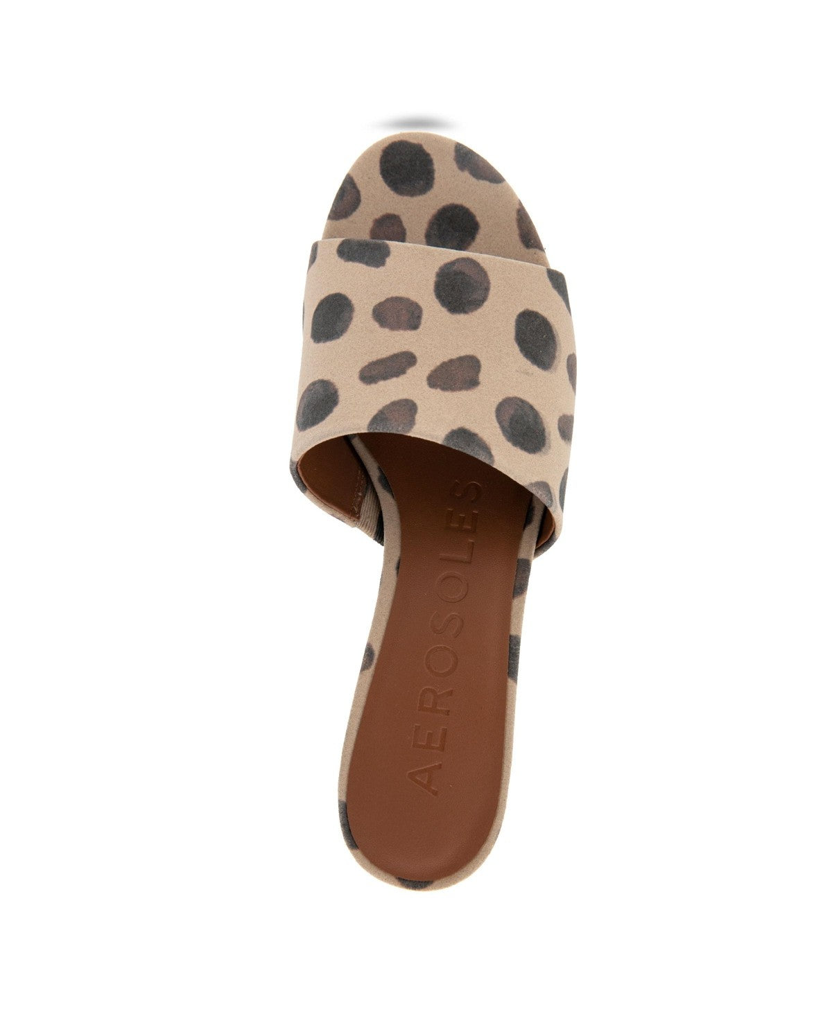 Aerosoles Women's Como Round Toe Slide Sandals - Natural/Brown Spotted Faux Suede 7.5 M - Bellso