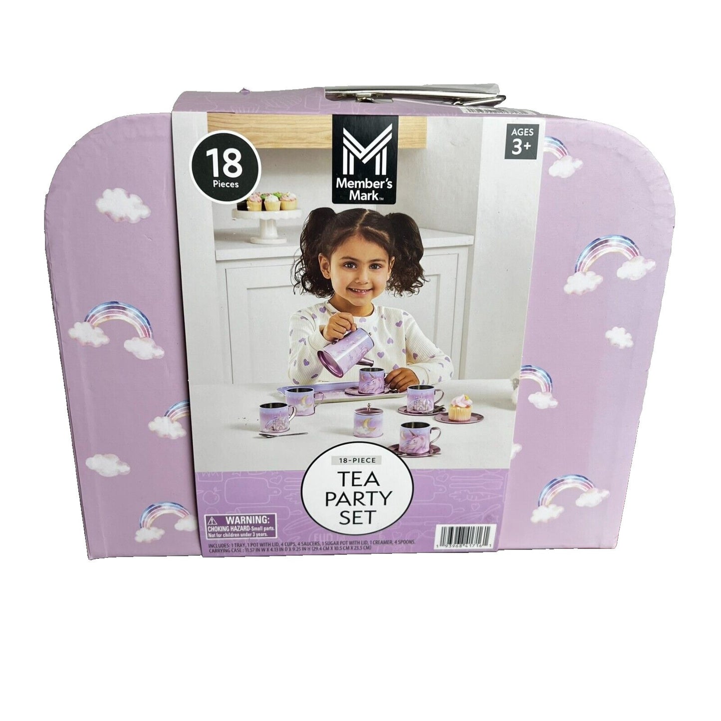 Member's Mark Purple Rainbow Tin Tea Set 18 Pc - Bellso