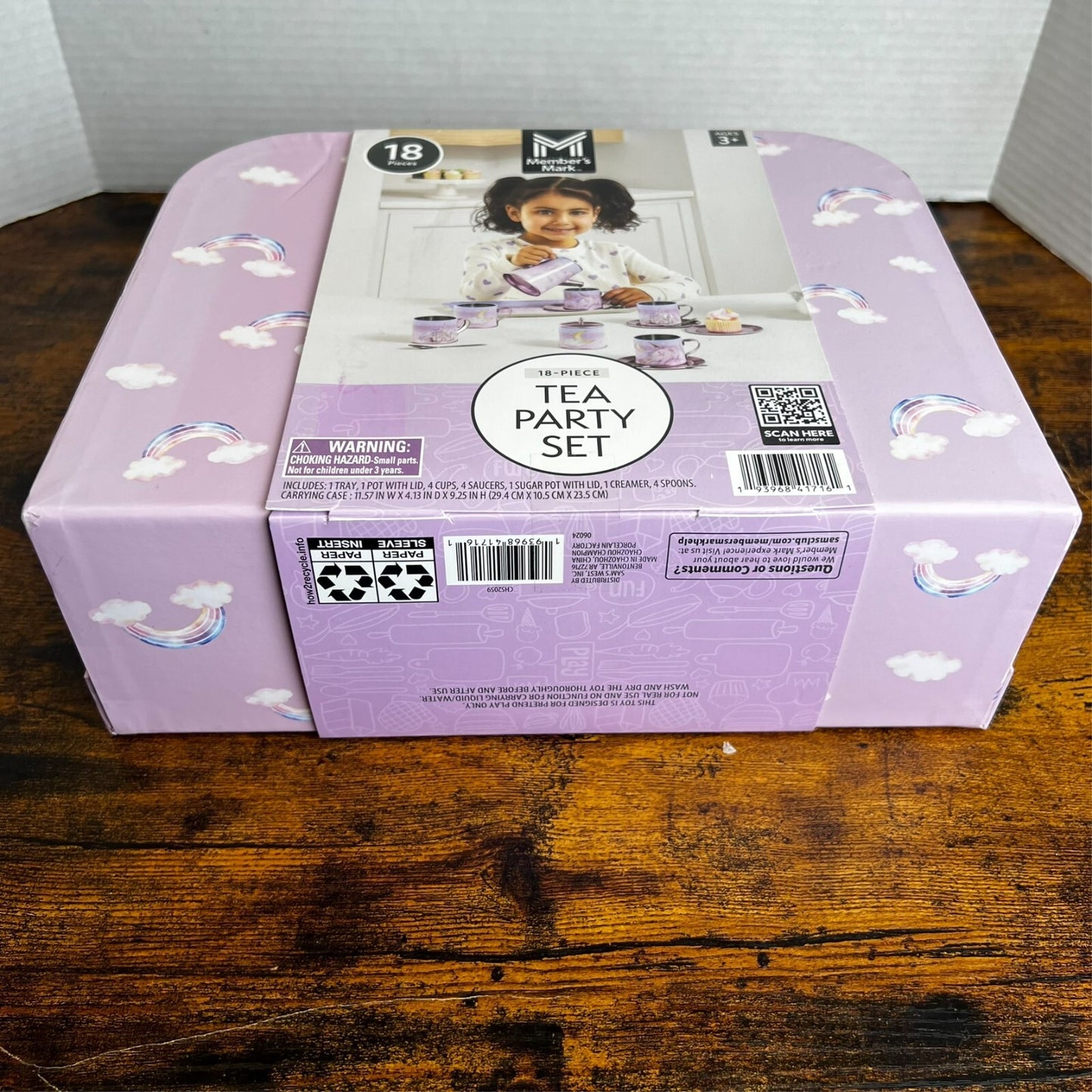 Member's Mark Purple Rainbow Tin Tea Set 18 Pc - Bellso