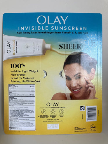 Olay Invisible Sunscreen, SPF 35 + Primer, 1.7 Fl. Oz., 2 Pk.