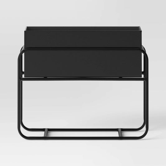 Rectangular Metal Indoor Outdoor Planter and Stand Set 20"x8"x16.5" Black - Threshold™