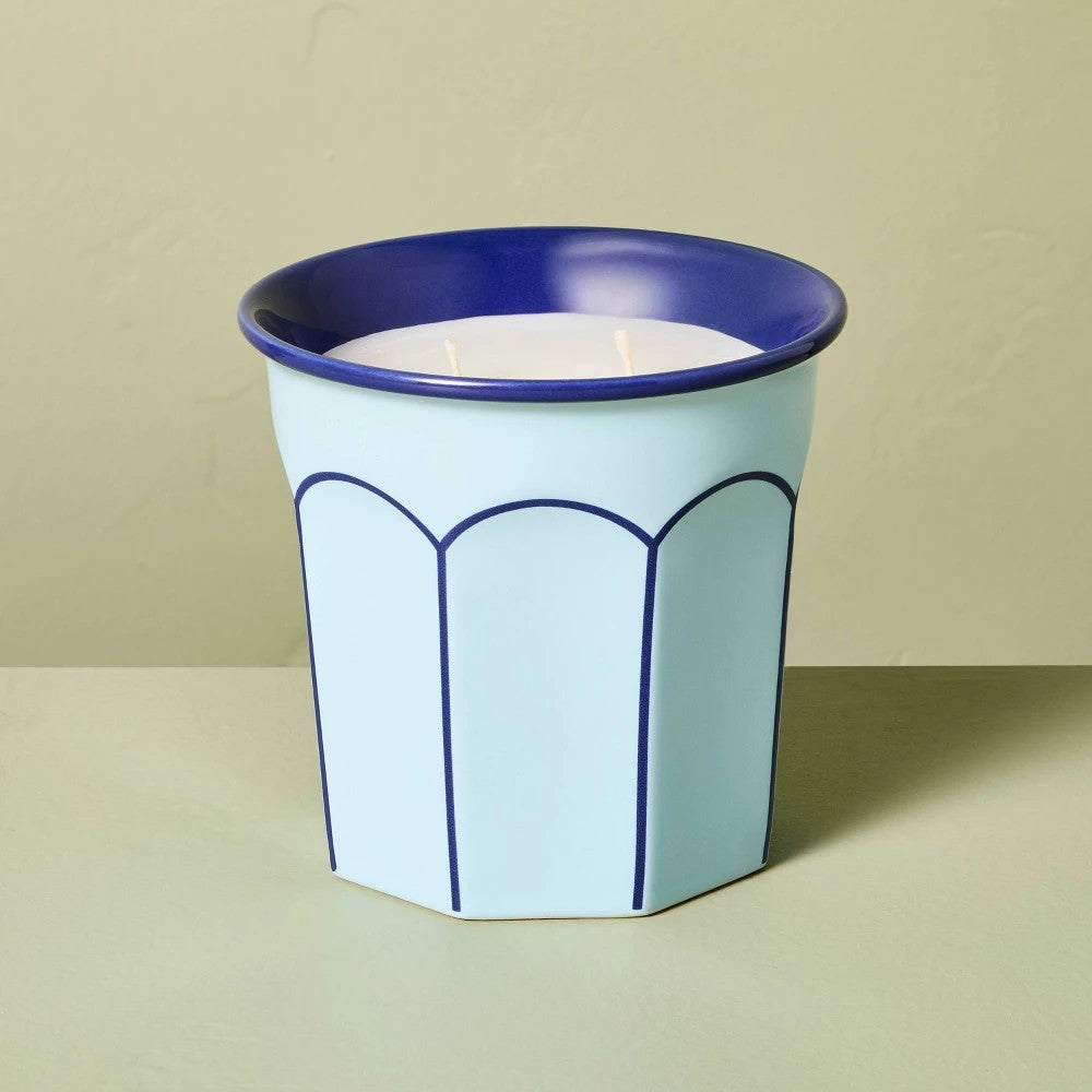 Arch Embossed Ceramic Sun and Citron Jar Candle Blue 12oz - Hearth & Hand™ with Magnolia