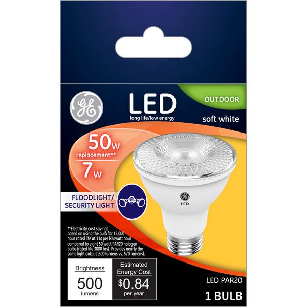 Replacement LED Bulb, Flood, Spotlight, PAR20 Lamp, 50 W Equivalent, E26 Lamp Base, Dimmable, Clear - Bellso