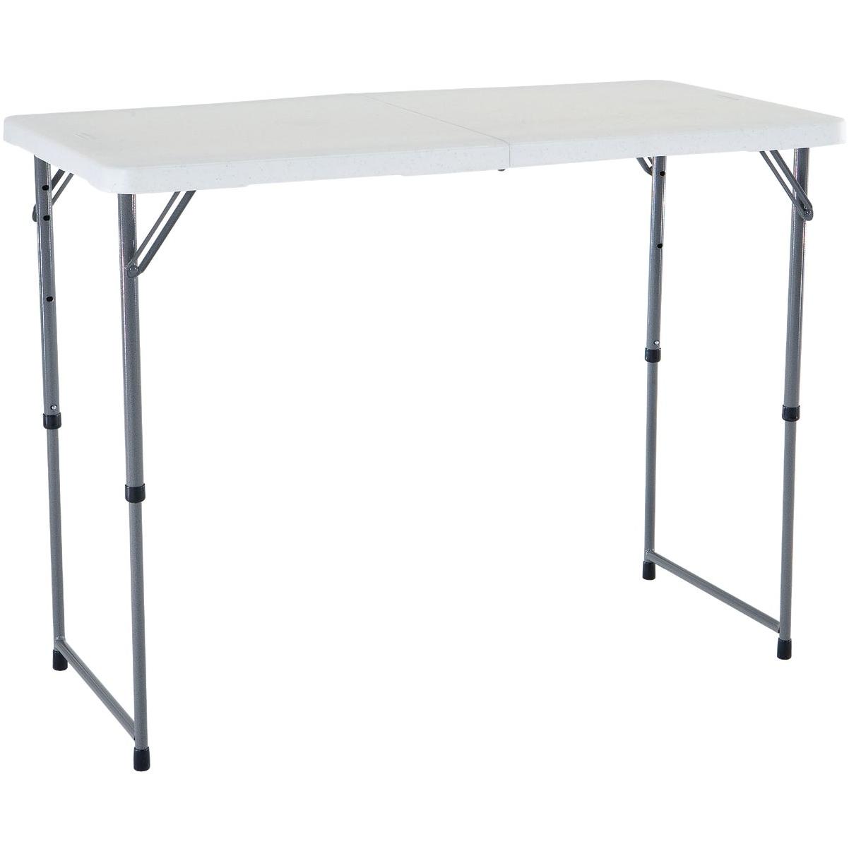 Lifetime Height Adjustable Folding Utility Table 48 By 24 Inches White Granite - Bellso