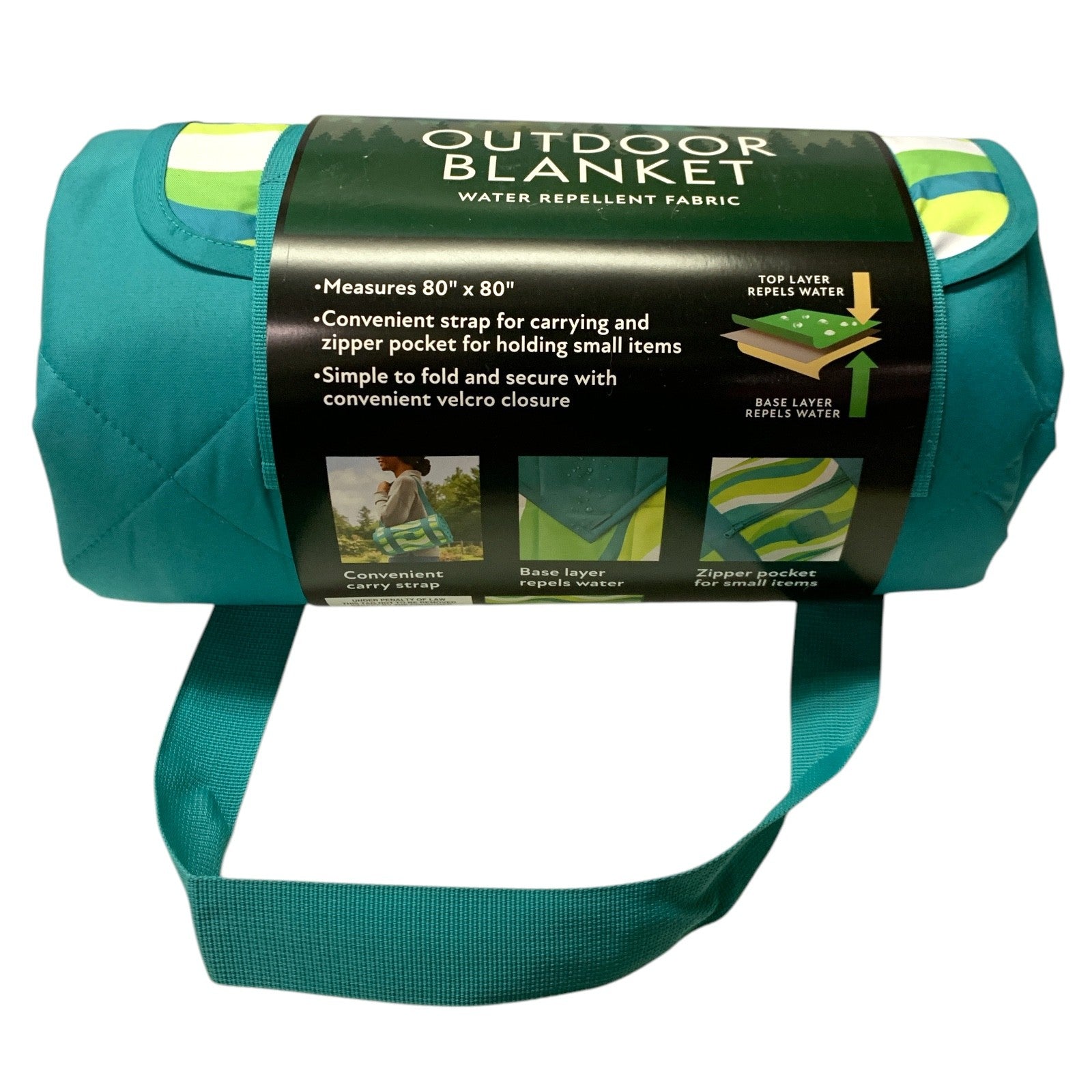 Member's Mark Water Resistant Outdoor Blanket with Zipper Pocket, 80"x80 - Bellso