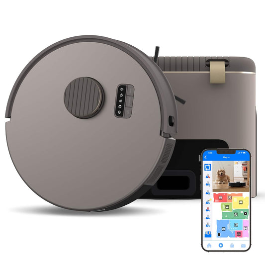 BObsweep Bio Robot Vacuum & Mop for Multi-Surface with Self-Emptying Dock, LiDAR Smart Mapping, Wi-Fi, 5000Pa - Riverstone