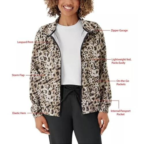 Member's Mark Women's Full Zip Travel Jacket (US, Alpha, Large,Animal Print (Multi)) - Bellso