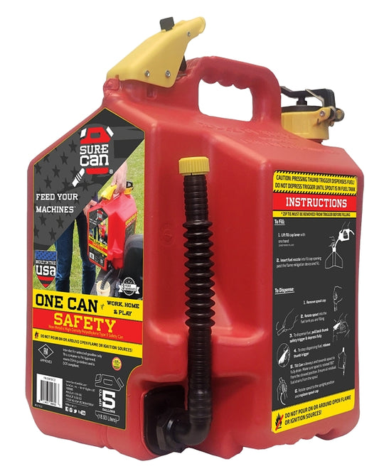SureCan 5 Gal. Plastic Gasoline Safety Fuel Red