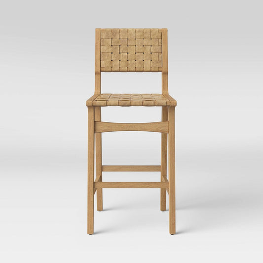 Ceylon Woven and Wood Barstool Natural - Threshold: Rubberwood Frame, 29" Seat Height - Bellso