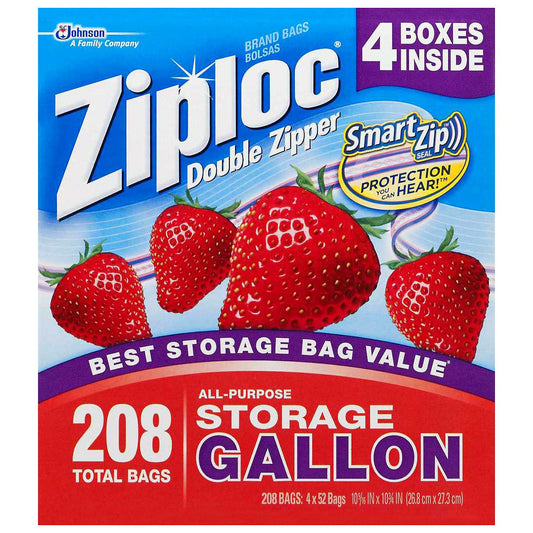 Ziploc Double Zipper Storage Gallon - 4/52 Count - Bellso