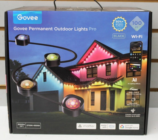 Govee Permanent Outdoor Lights Pro 60 Lights 100FT H806A - BLACK Latest Model