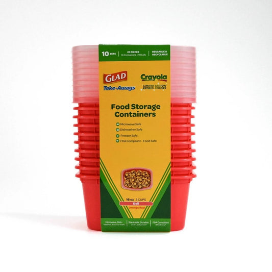 Glad Take-Aways Crayola Retired Colors 16oz/10pk Deli/Snack Food Storage Containers - Orange Red