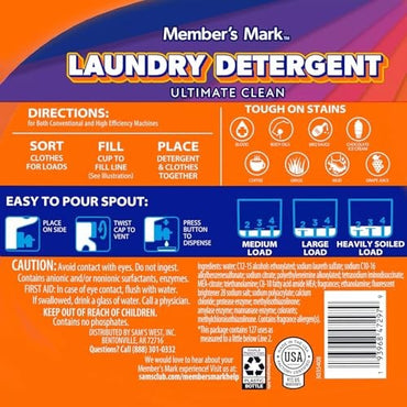 Member's Mark Liquid Laundry Detergent, Fresh Scent, 127 Loads, 196 Fluid Ounce