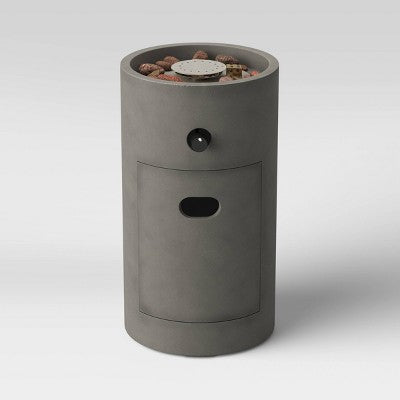17" Pipestone Outdoor Column Fire Pit Gray - Threshold™: Modern Propane Gas Firepit with Lava Rock and Cover