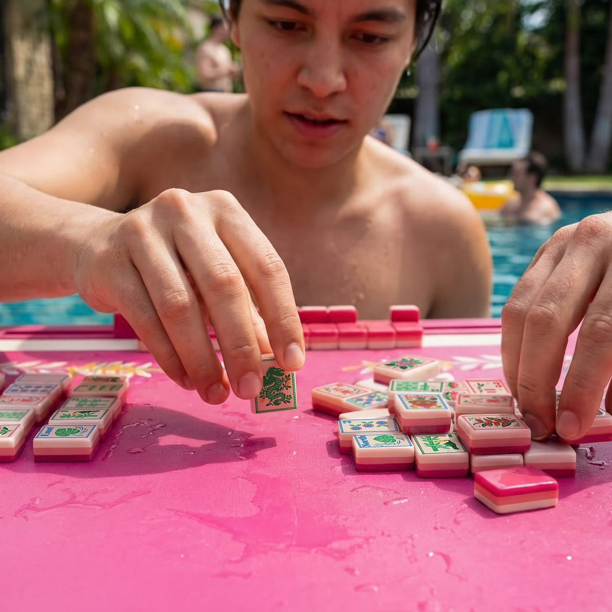 Maison Lude Tropical Premium Floating Mat 3-in-1 Mahjong Rummi Waterproof Cards