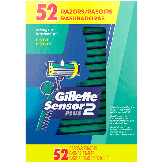 Gillette Sensor2 Plus Pivoting Head and Lubrastrip Men S Disposable Razors  52 Ct. - Bellso