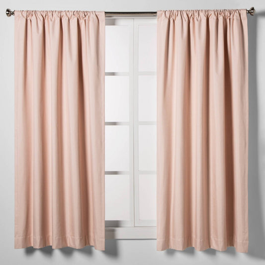 42"x63" Room Darkening Heathered Window Curtain Panel Pink - Room Essentials: Noise Reduction, UV Protection, Thermal Insulated - Bellso