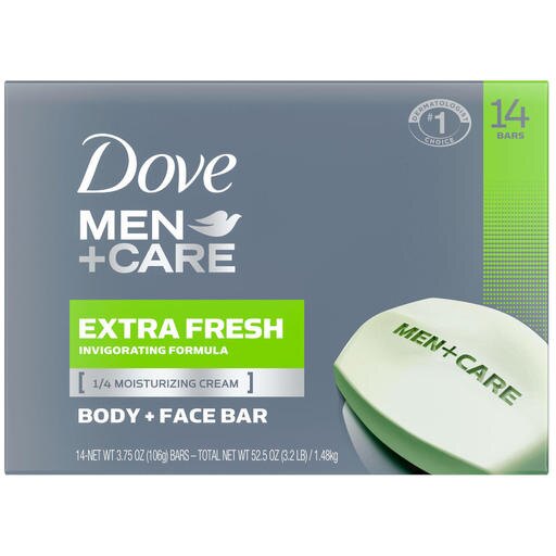 Dove Men+Care Body and Face Bar Extra Fresh 3.75 Ounce (14 Count) - Bellso