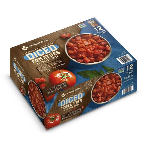Member's Mark Diced Tomatoes in Tomato Juice, 14.5 Ounce (12 Pack)