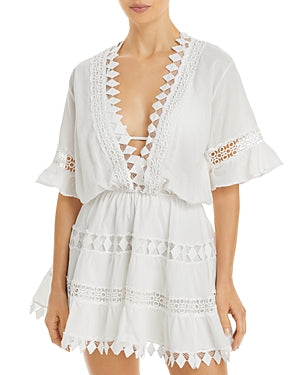 Peixoto Ora Cotton Embroidered Mini Dress Swim Cover up