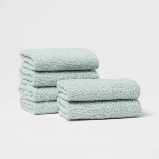 6pk Washcloth Set Mint - Room Essentials: Lightweight Cotton-Poly Blend, Terry Construction, OEKO-TEX Certified - Bellso